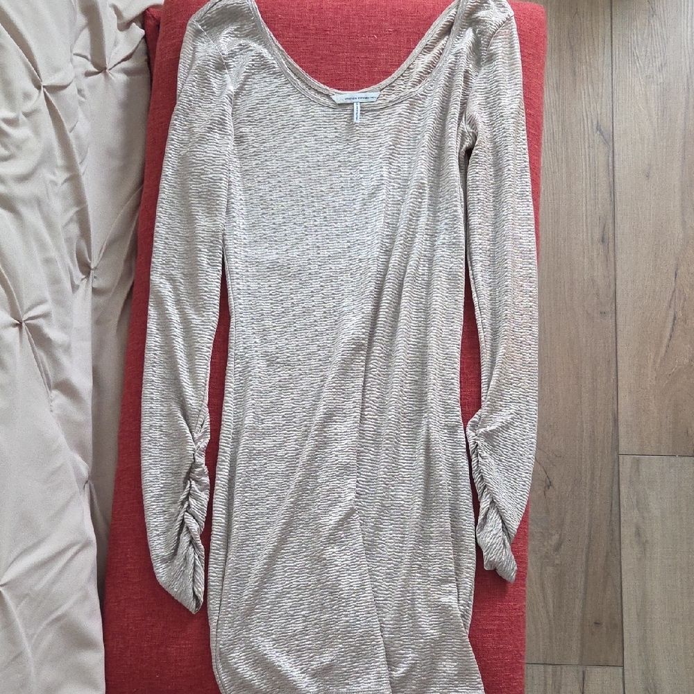 Elegant Beige Long Sleeve Dress